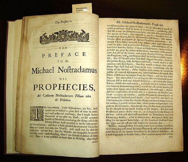 Copy of the Prophecies where you might read the Nostradamus 2024 Predictions.