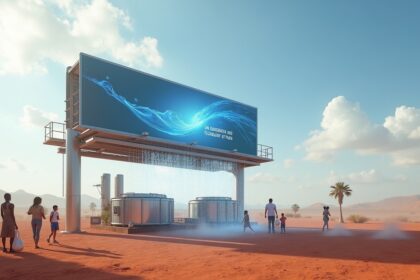 In Peru, billboard ads are converted into water condensers that produce gallons of drinking water from the air