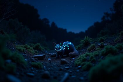 The endangered eastern quoll glows with blue spots under UV light, a rare biofluorescence in marsupials that offers new insights in science