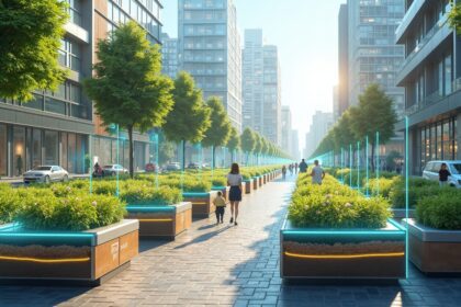 In Germany, self-watering city planters use underground reservoirs and sensors to save water efficiently