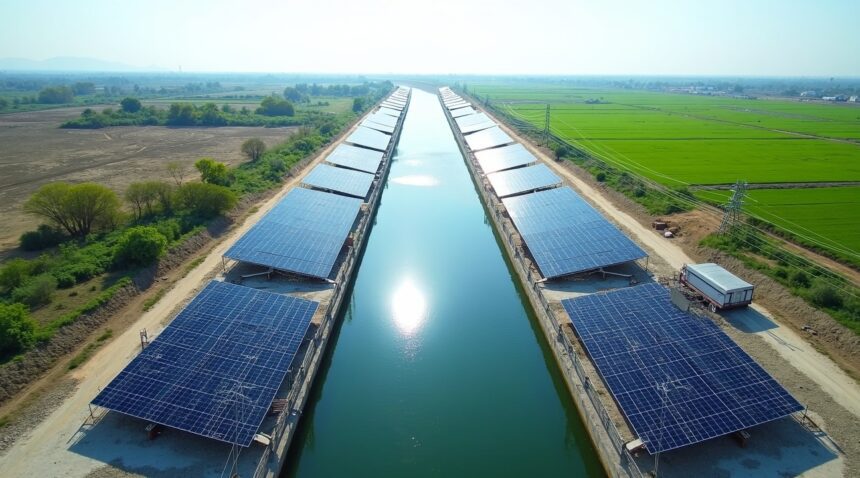 India is piloting solar canopies over irrigation canals, saving water from evaporation and generating electricity