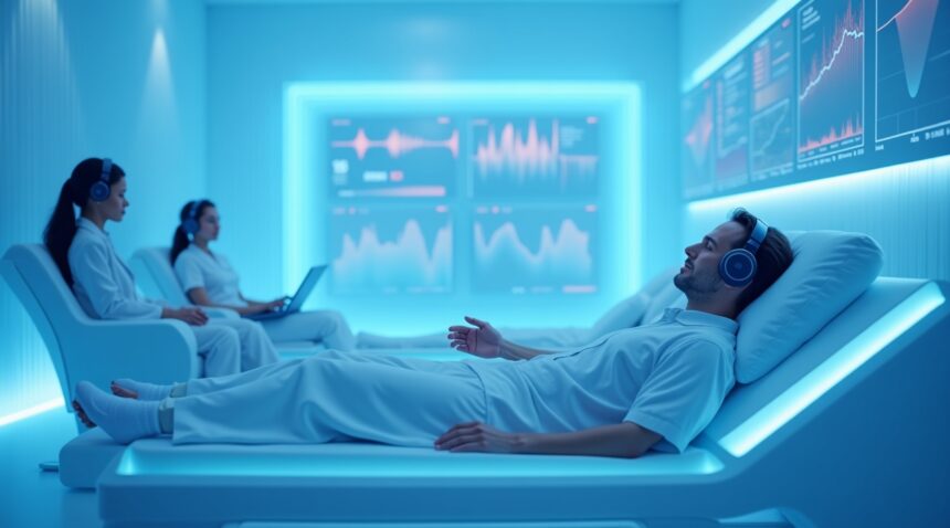 Scientists found that precise audio frequencies can calm the brain in minutues, wuth binaural beats cutting anxiety by nearly 30%