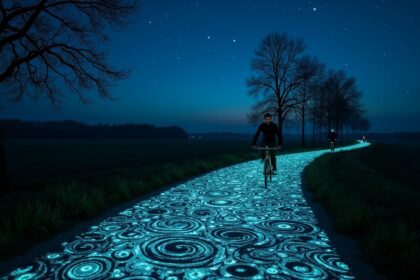 There is a glow-in-the-dark bike path in the Netherlands powered by the sun
