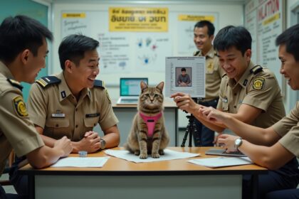 A cat was arrested in Bangkok for biting several police officers