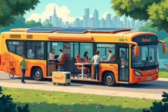 Brazil turns retired buses into work pods that are solar-powered micro offices with wifi and air conditioning placed in urban parks