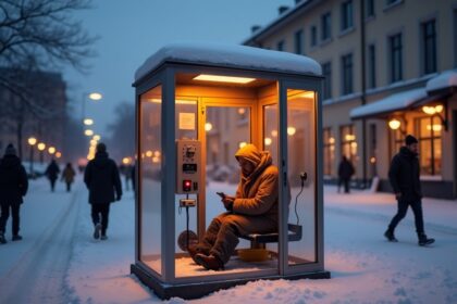 Findland converts old phone booths into free heated shelters with warm seats, USB charging ports, and free Wi-Fi