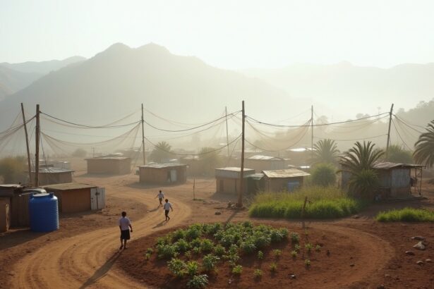 Fog catching nets in Peru turn mist into 400 liters of water dailly, sustaining rural villages