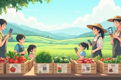 In Japan, fruit and vegetable boxes show the farmer who grew them
