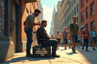 New York hairstylist Martk Bustos spends his Sundays giving free haircuts to homeless people
