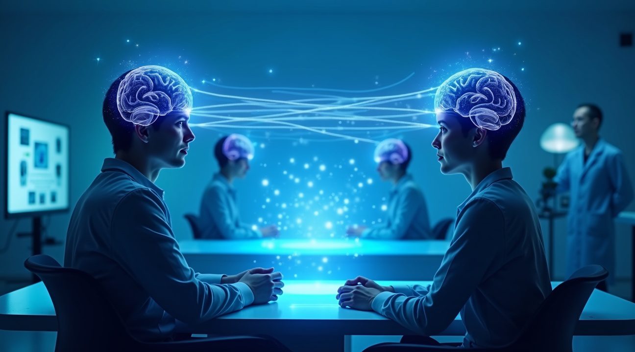 Brain-to-brain Communication: Linking Three Human Minds