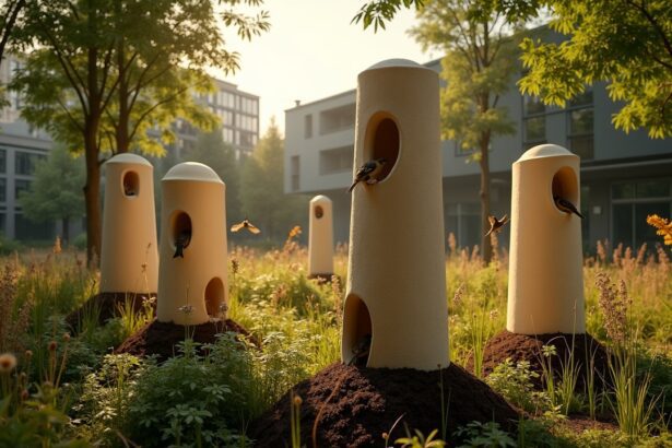 The Netherlands trials biodegradabale next towers made from mushroom pulp designed to decompose slowly and enrich the soil benerath sparrow colonies