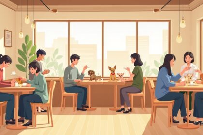 Japan opens dog cafes wtih adoption booths, friendly visitors meet strays in cozy corners while sipping coffee