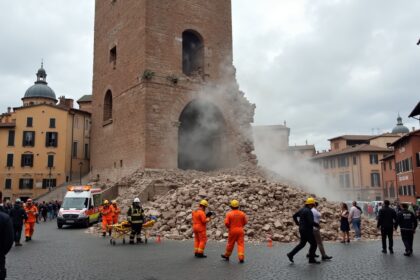 Medieval tower partially collapses recently in Rome