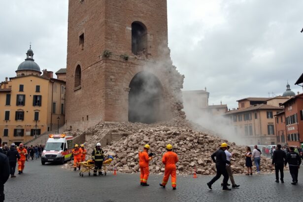 Medieval tower partially collapses recently in Rome