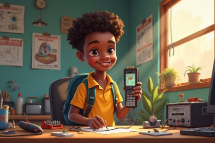 Namibian Teenager builds phone from recycled electronics that can call without a SIM card
