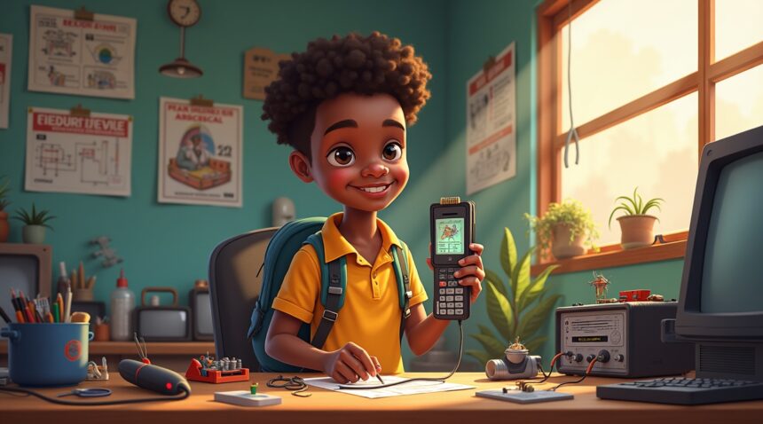 Namibian Teenager builds phone from recycled electronics that can call without a SIM card