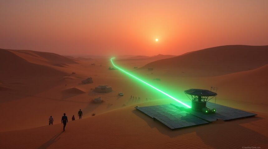 Saudi Arabia installed solar lasers in the desert to lead lost travelers straight to water