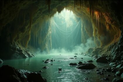 Scientists in Greece have discovered what may be the largest spiderweb ever recorded inside the Sulfur Cave near the Greek-Albanian border