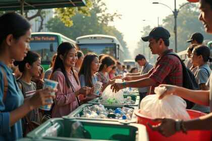Surabaya, Indonesia has introduced one of the most creative recycling programs in the world. Instead of paying with money, residents can board city buses by handing in plastic waste